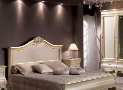 Holzdoppelbett Luxusdesign Schlafzimmermöbel Klassisch Beige