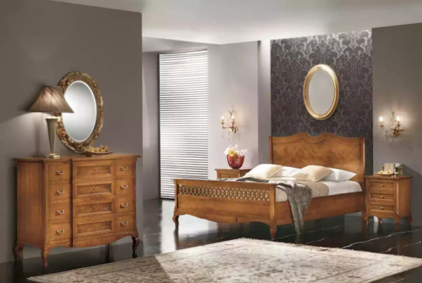 Schlafzimmer Kommode mit Spiegel Luxus Modern Möbel Set 2tlg Holz Neu