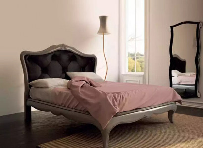 Bett Grau Luxus Holzbett Schlafzimmer Design Italienische Art déco Neu