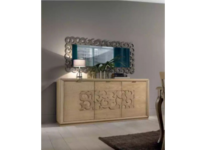 Luxus Sideboard Spiegel Wohnzimmer Holz Schrank Kommoden Braun 2tlg