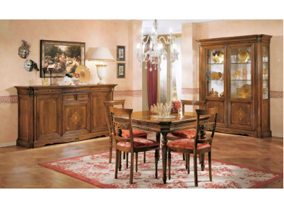 Esstisch 4x Stühle Esszimmer Garnitur 7 tlg. Set Tisch Stuhl Vitrine Holz