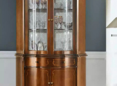 Holzvitrine Hochwertige Luxus Vitrine Schrank klassisches Design Möbel braun