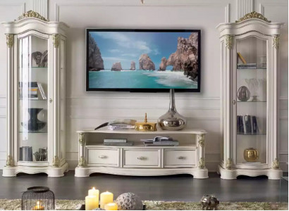 Wohnzimmer RTV Vitrine Sideboard Kommode Schrank Gruppe XXL Set 3tlg.