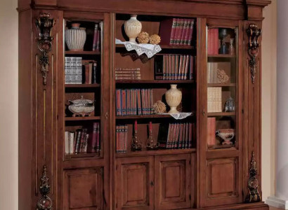 Großes Braunes Bücherregal Luxus Vitrine Holzschrank Massivolz Möbel