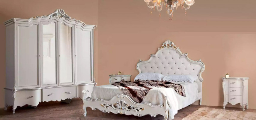 Viertüriger Weißer Klassischer Kleiderschrank Massivholz Schränke Design