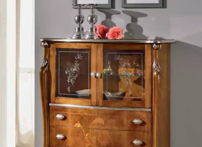 Exklusiver brauner Holzschrank mit Schubladen neu im Wohnzimmer