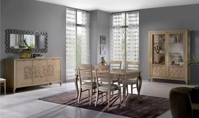 Design Esszimmer Set Esstisch 8tlg Holz Möbel Sideboard 4x Stühle Neu