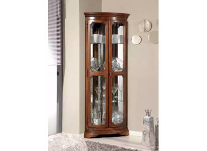 Klassische Möbel Holz Braun Eckvitrine Vitrineschrank Italienische Möbel
