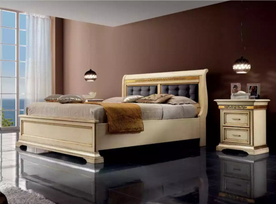 Komplettes Schlafzimmer Design Modern Luxus Bett 2x Nachttische Kommode