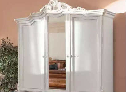 Weißer Kleiderschrank Massivholz Möbel Schlafzimmer Designer Glastüren