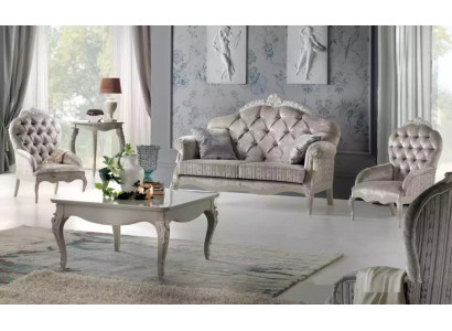 Sofagarnitur 2 Sitzer Garnitur Samt Sessel Couchtisch Luxus Sofas Stoff