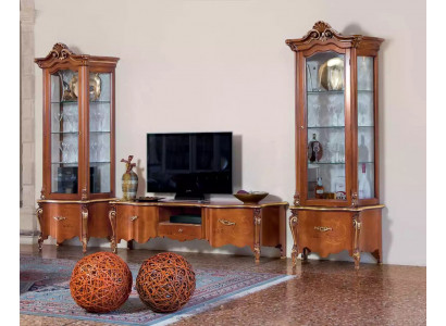 Klassischer TV-Ständer Luxus 2x Vitrine Wohnzimmer Möbel Wohnwand Holz