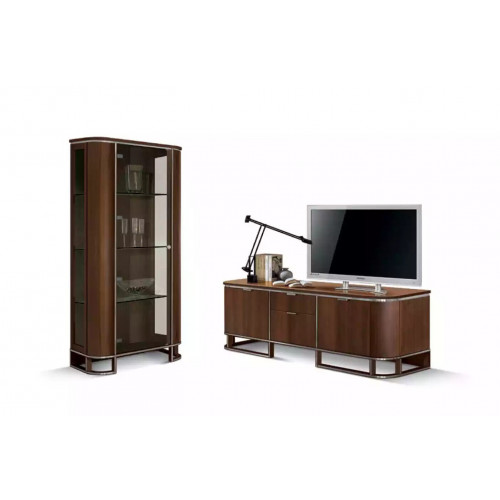 TV Ständer Fernseher Wand Wohnwand Lowboard Braun Hochglanz Vitrine