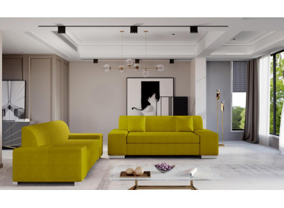 Sofagarnitur 3+2 Sitzer Garnituren Wohnlandschaft Sofas Couchen Polster Gelb Neu