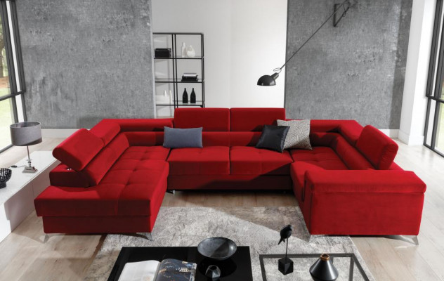 U Form Ecksofa Stoff Sitz Garnitur Designer Wohnlandschaft Textil Couch Sofa Neu