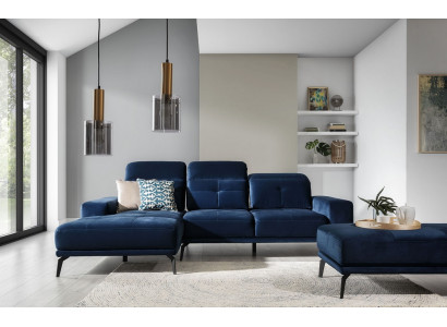 Designer Sofa Couch Ecksofa Textil Polster Garnitur Wohnlandschaft L-Form Blaue