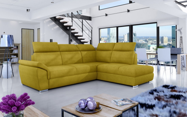Stoff Ecksofa L-Form Sofa Couch Design Polster Modern Textil Bettfunktion neu