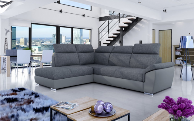 Stoff Ecksofa L-Form Sofa Couch Design Polster Modern Textil Bettfunktion neu