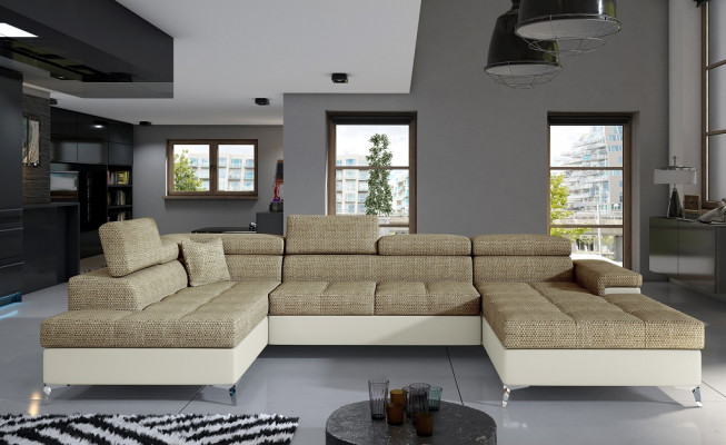Stoff U-Form Couch Wohnlandschaft Ecksofa Garnitur Design Modern Sofa Modern Neu