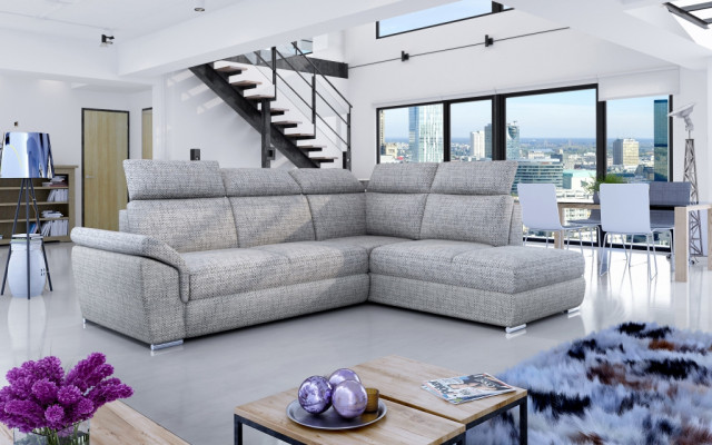 Stoff Ecksofa L-Form Sofa Couch Design Polster Modern Textil Bettfunktion neu