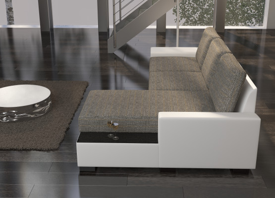 Wohnlandschaft Ecksofa Negro Bettfunktion Couch Leder Textil Sofas Schlaf