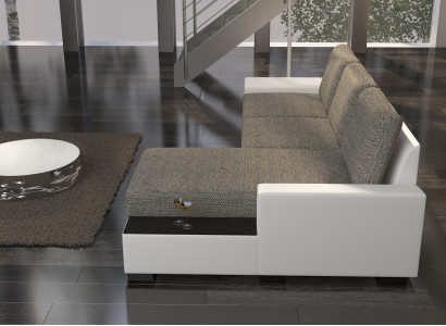 Wohnlandschaft Ecksofa Negro Bettfunktion Couch Leder Textil Sofas Schlaf