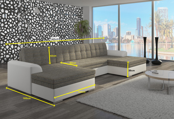 Modern Design Ecksofa Vento Bettfunktion Couch Leder Polster Textil Sofas