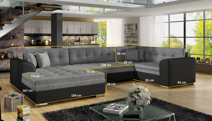 Design Ecksofa Bettfunktion Sofa Couch Polster Sofas Couchen Wohnlandschaft