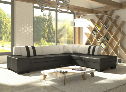 Design Ecksofa Schlafsofa Bettfunktion Sofas Couch Leder Textil Polster Neu