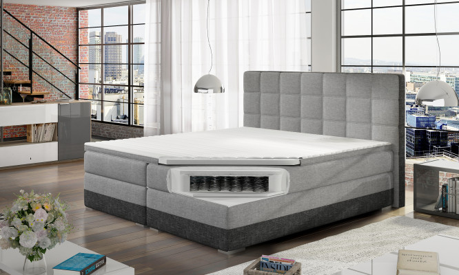 Lederbett Polster Bett Boxspring Betten Bettkasten 180x200cm Matratze