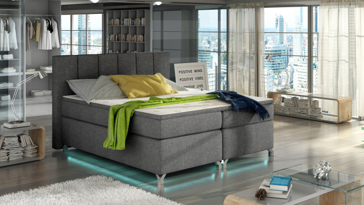 Boxspring Bett 180x200cm Hotel Betten Leder Komplett Bettkasten Topper