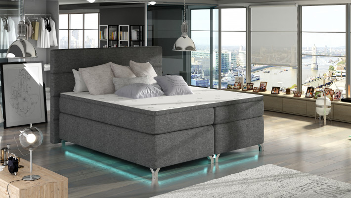 Boxspring Bett 180x200cm Betten Hotel Leder Komplett Bettkasten Topper