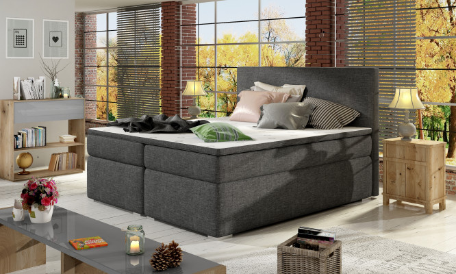 Lederbett Polster Bett Boxspring Betten Bettkasten Matratze Topper