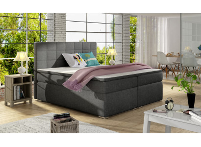 Boxspring 180x200cm Bett Betten Hotel Leder Komplett Bettkasten Topper
