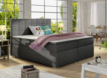 Boxspring 180x200cm Bett Betten Hotel Leder Komplett Bettkasten Topper