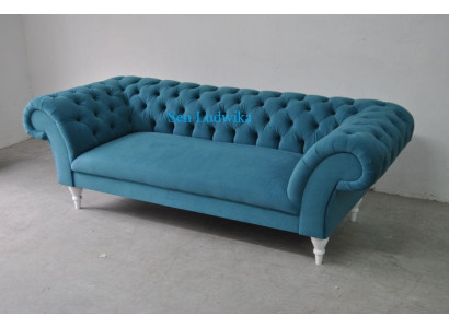 Textil 3 Sitzer Blau Stoff Design Couch Polster Sofas Modern Sofa Chesterfield