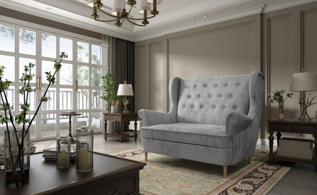 Bank Chesterfield Zweisitzer 2er Sitzer Sofa Couch Polster Samt Couchen