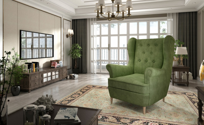 Lounge Ohren Sessel Club Designer Möbel Fernseh Sofa Stuhl Samt Polster Sitz Neu