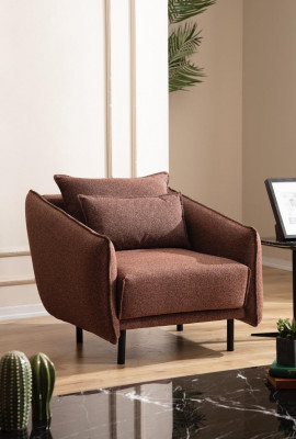 Sessel 3+3+1 Sitzer Luxus Sofa braun Sofagarnitur Sofas Stoff Design
