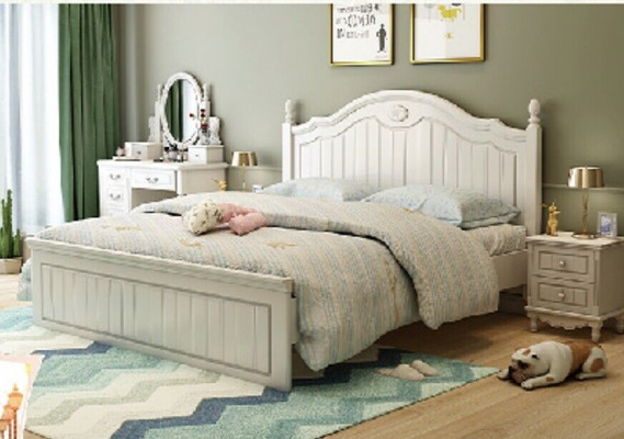 Set Bett Schlafzimmer 2x Nachttisch Doppel Betten Komplett Set Holz Möbel 3 tlg.