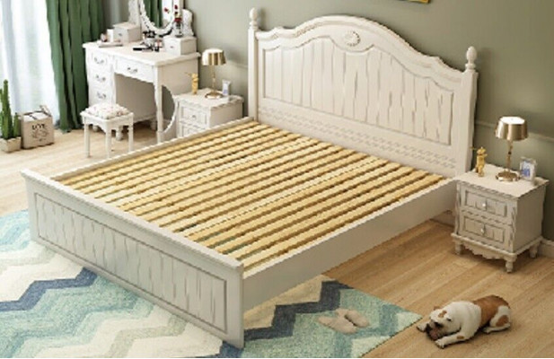 Set Bett Schlafzimmer 2x Nachttisch Doppel Betten Komplett Set Holz Möbel 3 tlg.