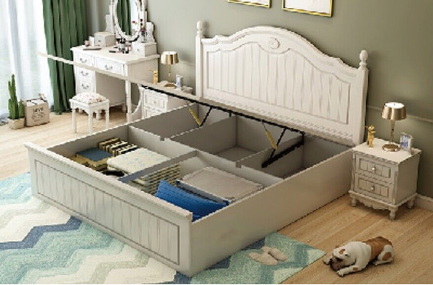 Set Bett Schlafzimmer 2x Nachttisch Doppel Betten Komplett Set Holz Möbel 3 tlg.