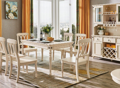 Esszimmer Esstisch 6 x Stühle Ess Garnitur Set Holz Küche Tisch Gruppe 7tlg. Neu