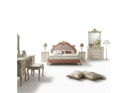 Bett 2x Nachttische 5 tlg. Schlafzimmer Set Design Möbel Luxus Kommode