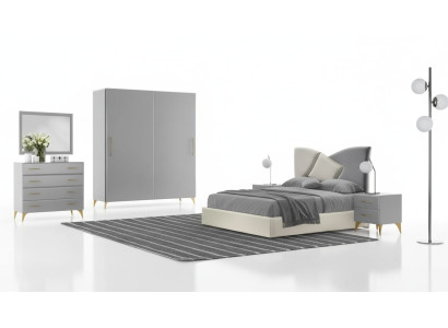 Bett Nachttisch Kleiderschrank Kommode 6 tlg.Design Schlafzimmer  Set