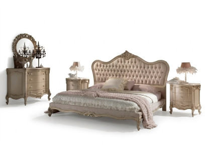 Bett Schlafzimmer Set Design Luxus 2x Nachttische Italienische Stil 4tlg