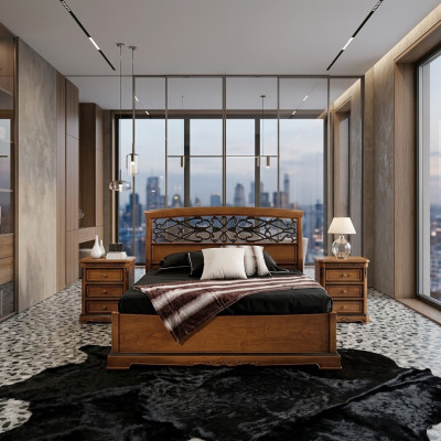 Bett Schlafzimmer Set Design Klassisch Schlafzimmer 2x Nachttische 3 tlg