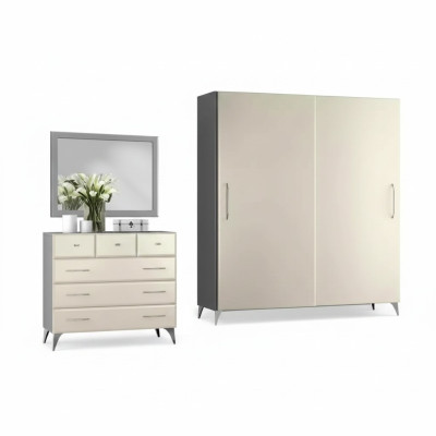 Kleiderschrank Kommode Spiegel 3tlg. Schlafzimmer  Set Design Luxus