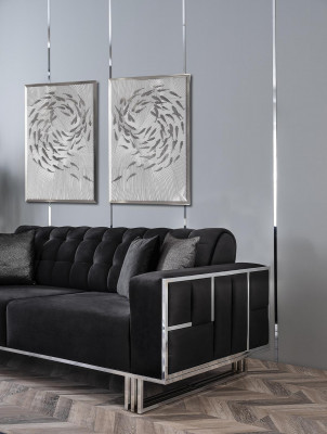 Dreisitzer Couch Sofa Möbel Einrichtung Couchen Sofas Schwarz Polster