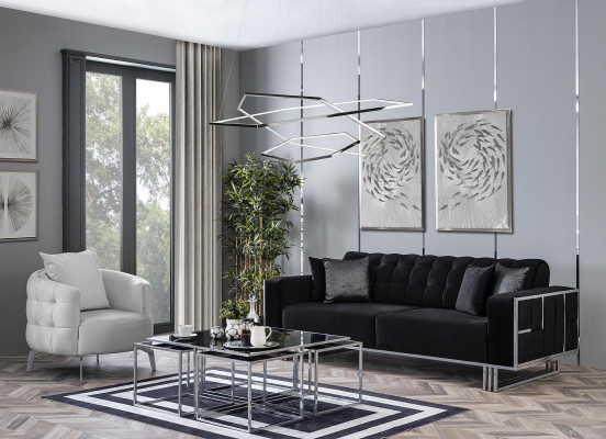 Luxus Wohnzimmer Möbel Couch Sitzgarnitur Sofa Samt Sofagarnitur 3tlg